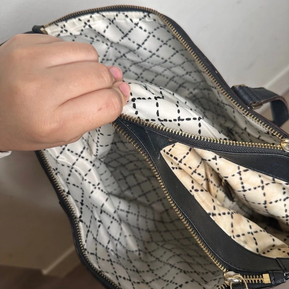 Kate Spade New York Black Saffiano Leather‎ Triple Compartment Tote Bag Large